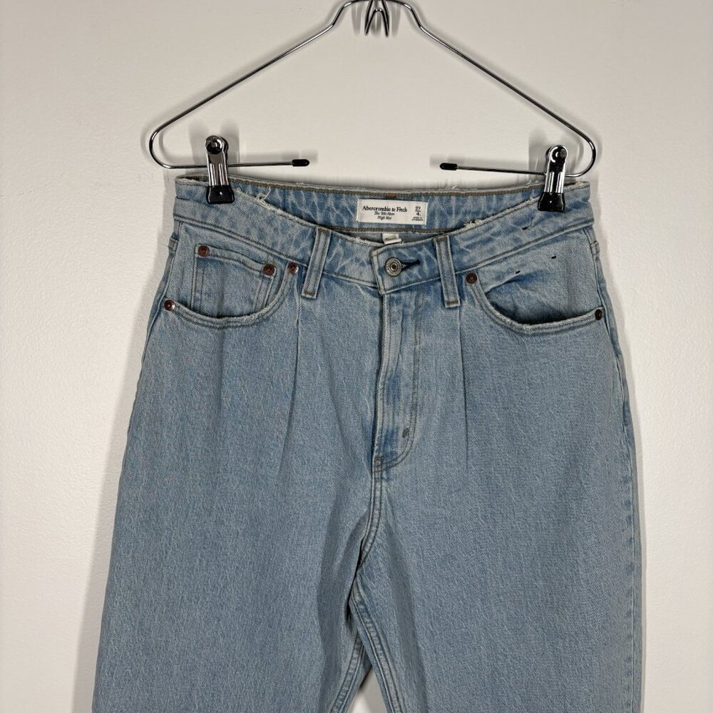 Abercrombie & Fitch Women 27/4L Pleated Curve Love High Rise The 80s Mom Jeans - Picture 6 of 12